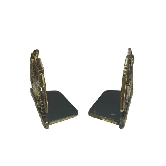 Virginia Metalcrafters Solid Brass Spread Wings American Eagle Bookends Set 1952 - Picture 2 of 9